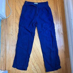 Uniqlo x Ines De La Fressange navy blue 100% linen pants (M)